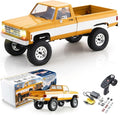 BEEZRC FMS 1/18 RC Crawler FCX18 Chevy K10 RC Truck RTR RC Car Official Licensed Model car 8km/h 4WD 900mAh Hobby RC Cars Remote Control Car with LED Lights Vehicle 4-Ch 2.4GHz Transmitter(Yellow)