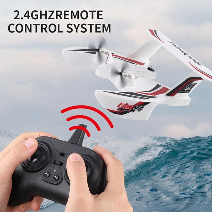 GoolRC RC Plane 3CH Remote Control Airplane for Water Land &amp Air Amphibious Triphibian RC Aircraft 2.4GHz Seaplane Glider RC Floatplane with 6-Axis Gyro &amp 2 Batteries for Adults