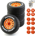 1/10 RC Short Course Truck Tires And Wheels With 12mm 14mm 17mm Hex 113mm 1/8 Rubber Tyres For 1/8 or 1/10 Scale On Road Car HSP Sonic 94102 GT PTG-2 Tamiya TT02 RC Racing Car 4PCS (Orange A)