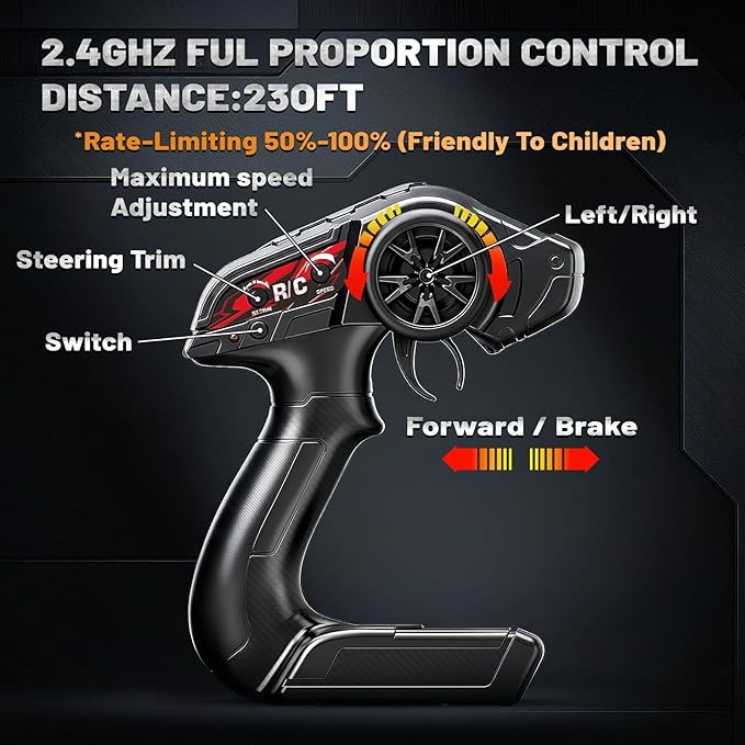 RC Cars 1:18 4x4 High Speed Monster Truck for Kids and Adults 36 km/h Off Road Remote Control Vehicle Waterproof RC Truck with Metal Drivetrain &amp Metal CVD 2 Batteries All Terrain RC Toys Gift