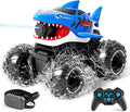 Gesture Sensing Amphibious Remote Control Shark Monster Truck with Water Squirt 4WD 1:16 RC Car All-Terrain Waterproof RC Tank Pool Toy Outdoor Summer Gifts for Kids Age 6+（With 2 Replaceable battery)