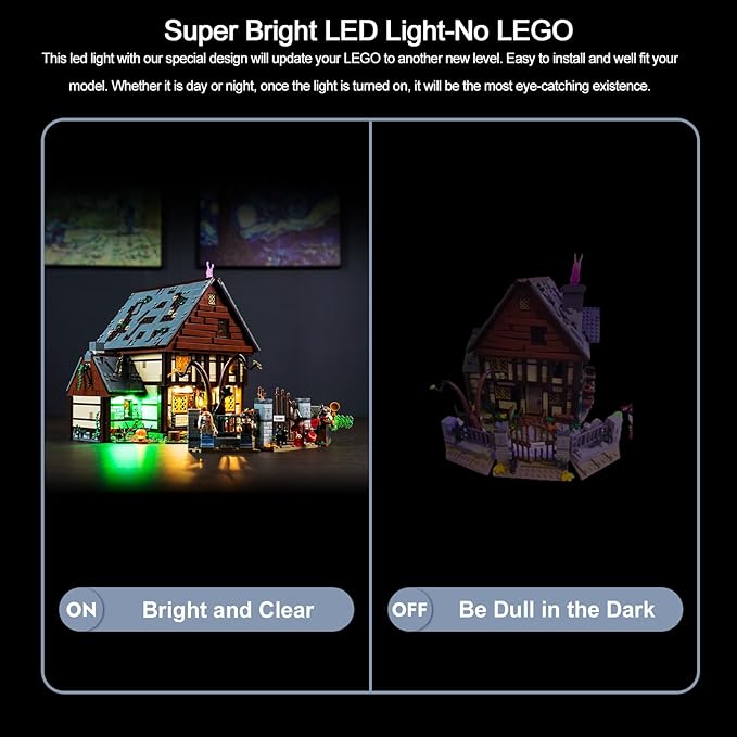 BrickBling LED Light Compatible with Lego Hocus Pocus: The Sanderson Sisters' Cottage Creative Lighting Kit Compatible with Lego 21341(Lights Only No Model)