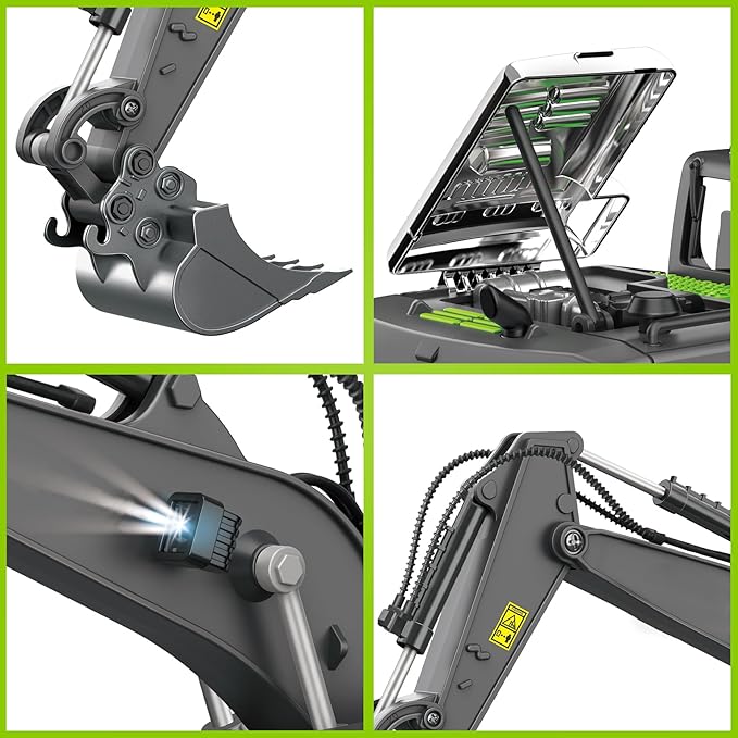 PREPOP Remote Control Excavator Toy for 6-12 yr Boys Best Birthday Gifts for Kids 6 7 8 9 10 11 Year Old Green