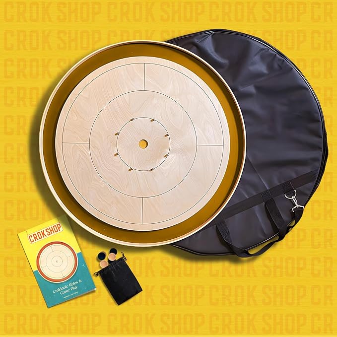 Tournament Crokinole Board – 26 Regulation Size | Solid Wood Fast Surface | Professional Game Set w/Discs &amp Carry Bag | Approved by National Crokinole Association Standards (Dark Red)