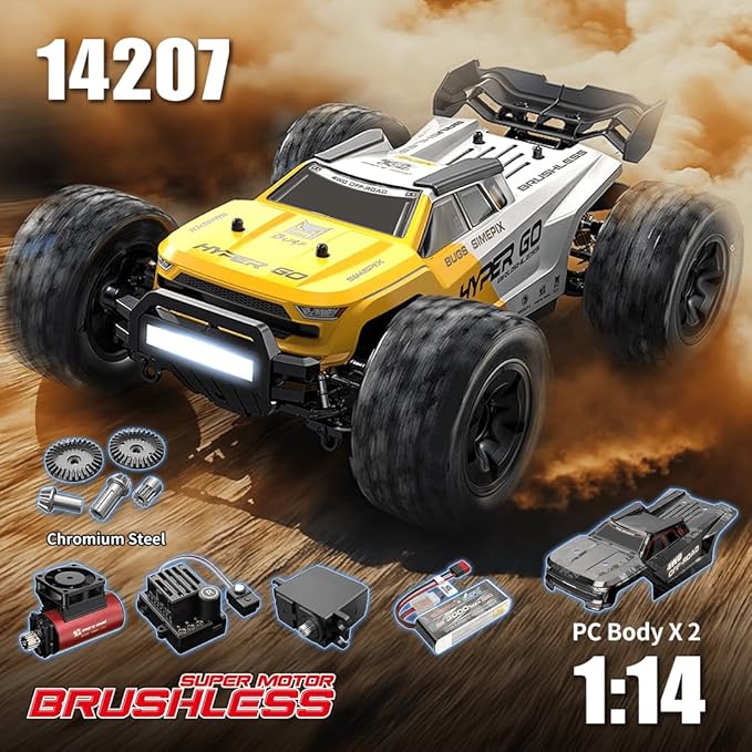 Mjx Hyper go 14207 Rc Truck 4x4 Rc Brushless Rc Truck Electric Powered RC Car Brushless Motor and Esc Rc Cars for Adults1/14 4wd High Speed Rc Cars Drift for Adults