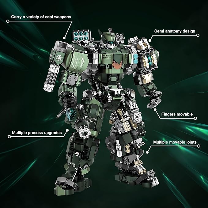 HIGH GODO Mech Building Blocks Set for Adults Motorized Robot Model Building Kit with Multiple Weapons Hard Core Industrial Style Collectible Gifts for Man Teens Ages 14+ (1403 Pieces)