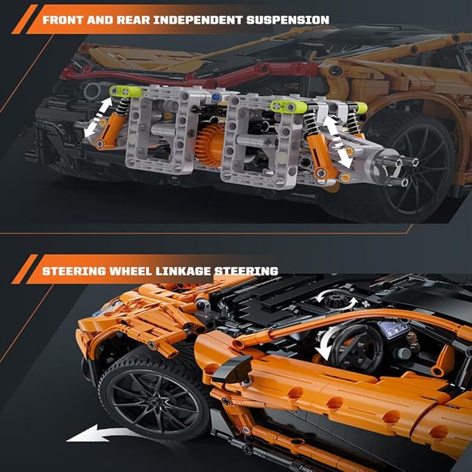 Super Sport Car 1:10 Scale Building Block Kit for Adults Collectible Model with V8 EngineMOC Car Gift for Kids/Adult Collections Enthusiasts（3617Piece）