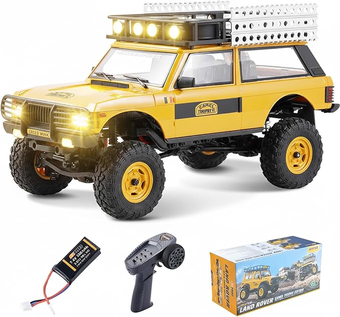 EAZYRC FMS 1/24 FCX24M RC Crawler RTR Land Rover Series with Licensed 1/24 RC Truck 4X4 Mini RC car with Lighting 2.4Ghz Remote ControlBattery (Range Rover)