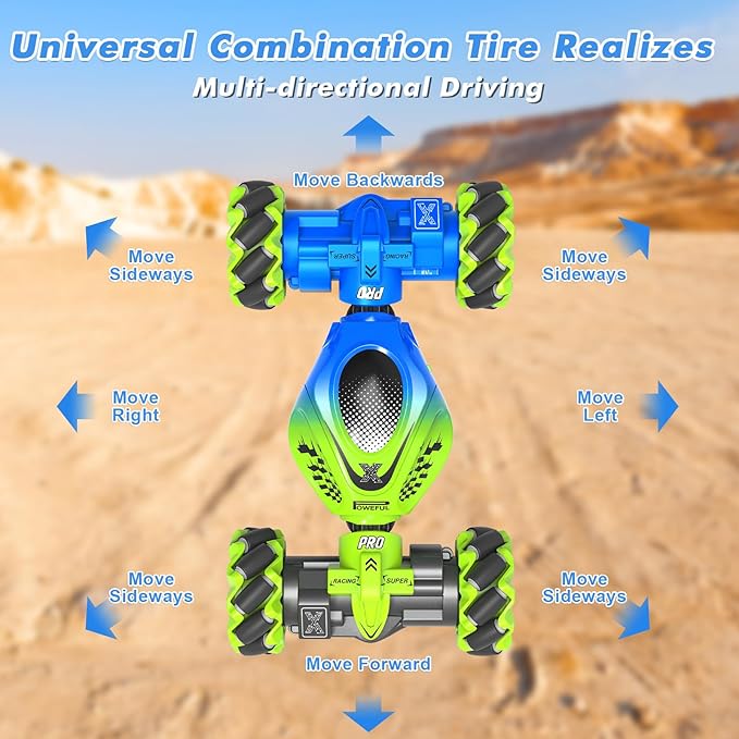 Gesture RC Car 2.4GHz 4WD Gesture Sensing RC Stunt Car Toys for 6-12 Years Old Boys Girls Hand Controlled Remote Drift Twist Offroad 360° Rotation with Lights Music for Birthday Gifts