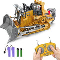 Dwi Dowellin Rc Bulldozer Toys for BoysConstruction Remote Control Bulldozer with Metal bulldozing Shovel Lights/Sounds for Kids Boys