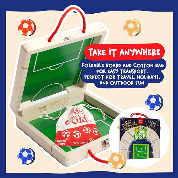 Nene Toys Sling Goal Wooden Sling Puck Game for Kids &amp Adults – Fast-Paced Family Board Game for Kids 4+ Years – Portable Travel Yard Game – Indoor Outdoor Fun – Gift for Boys &amp Girls