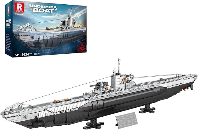 Reobrix U-Boat Submarine Building Set Military Submarine Model Kit for Adults WW2 History Collectible Home Decor Battleship Construction Set 33050 Army Toy Gifts for Boys Men Military Fans
