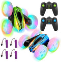 2 Pack Remote Control Car Toys for Kids RC Stunt Cars with Wheel Lights 2.4GHz Drift High Speed 4WD Off Road Double Sided 360° Rotating Cars for Boys Girls
