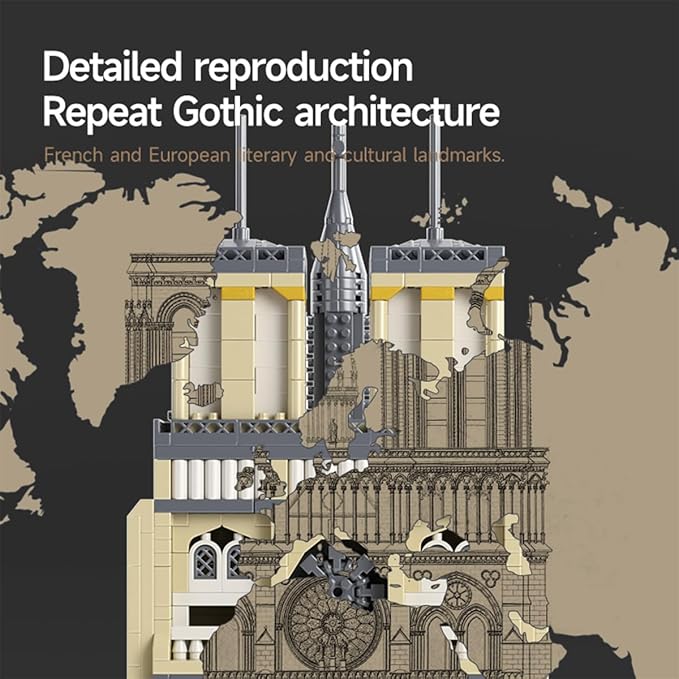 Micro Mini Notre Dame Cathedral Building Block Set Famous Architecture 2908 Pieces Gifts for Kids and Adults