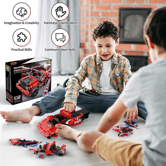 GMAOPHY STEM Building Toys for Kids Age 5 6 7 8 9 10 11 12 Years Old 2 in 1 Remote Control Racer Car Engineering Kits Early Learning Building Blocks Christmas Birthday Gift for Boys Girls Age 8-12