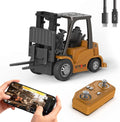 Mini RC Forklift Toy 1/64 Forklift Truck Rechargeable App &amp Remote Control 2 in 1 Transformable Lift Fork &amp Hook RC Construction Vehicles Birthday Gifts for Adults Kids Boys Girls Age 6+