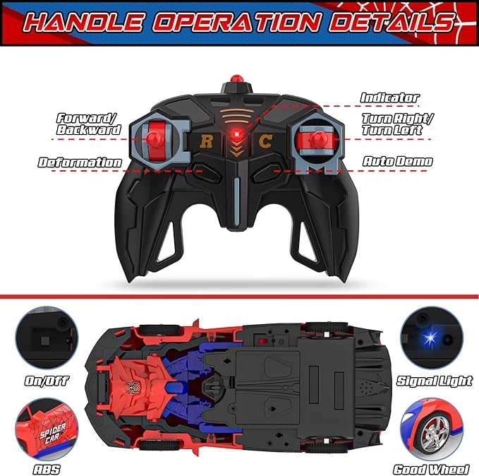 BLUEJAY Transform Rc Cars for Boys 4-7 8-12 2.4Ghz Remote Control Car 1:18 Scale Transforming Robot One-Button Deformation 360° Rotation Car Toy Gifts for Boys 3-5