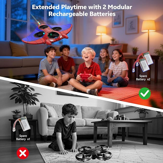 RC Plane Spider Toys for Kids 2.4Hz 3.5CH Foam Remote Control Airplane with Altitude Hold One Button Takeoff/Landing 360° Stunt Flips LED Lights Ideal Gift for Kids Boys &amp Girls Beginners