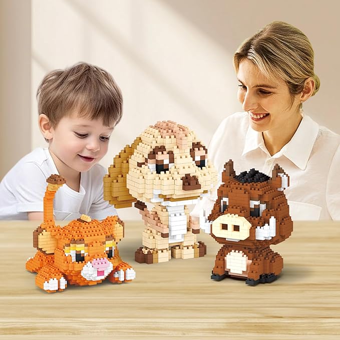 Lion Warthog Meerkat Mini Building Blocks Sets Not Compatible with Lego Animals 1856 PCS Micro Mini Building Toy Bricks for Adults Party Favors for Kids Boys Girls 14+