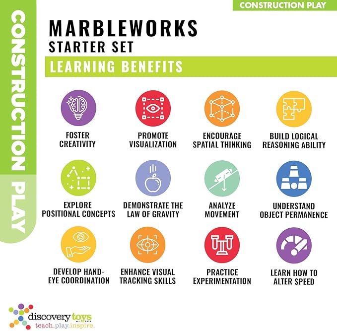 Discovery Toys MARBLEWORKS Marble Run Starter | Kid-Powered Learning | STEM Educational Building Block Toy Learning &amp Childhood Development 5 Years Old and Up