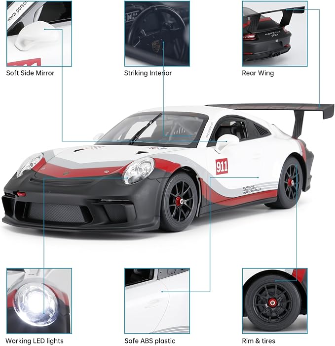 RASTAR RC Cars 1/14 Porsche 911 GT3 Cup Remote Control Sports Car Porsche Toy Car for Kids Drift RC Race Car – White 2.4G