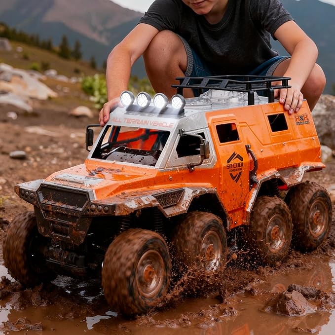 Amphibious Remote Control Car 1:10 Large 8x8 Monster Truck for Adults Boys All Terrains Off Road Waterproof RC Truck Toy Gift