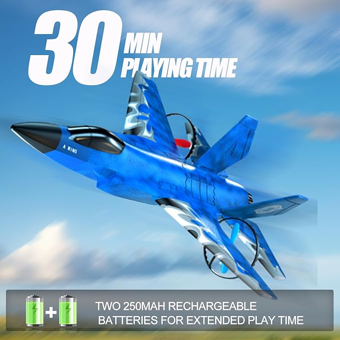 RC Gravity Glider AirplaneRemote Control Airplane for Teen Over 14 Years of Age with Batteries2 CH Foam RC Plane Toys-Blue