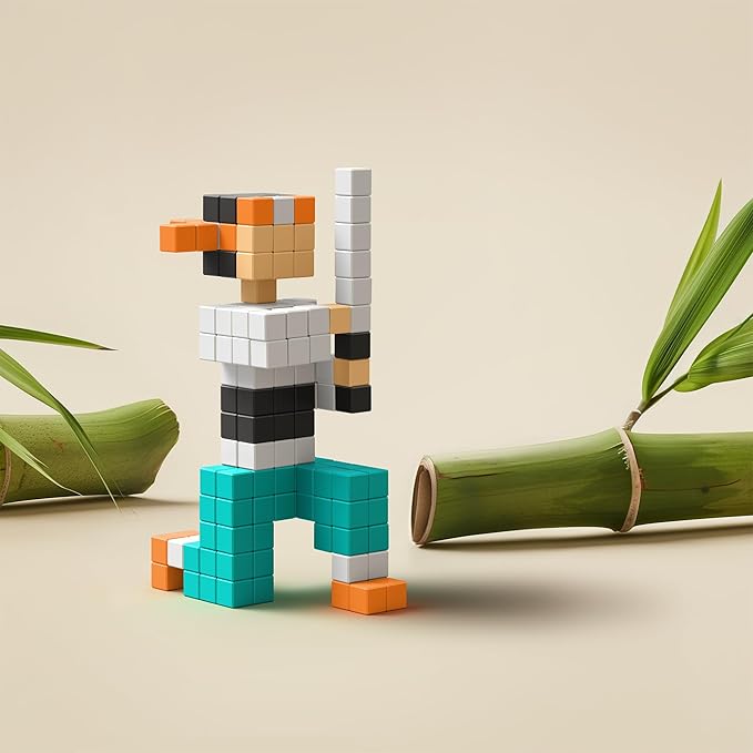 PIXIO Manga - Tiny Magnetic Blocks Building Toy in The Pixel Art Style with Free App - 5/16 Plastic Cubes with 6 Magnets Inside - Open Ended Toy - Creativity kit for Ages 6+