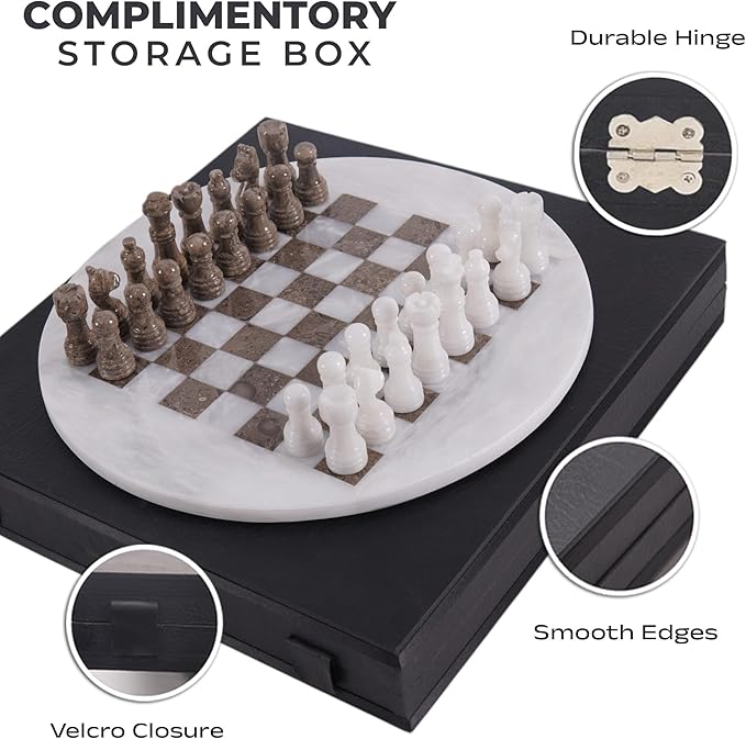 Marble Chess Set for Adults with Complementary Storage Box 15 White &amp Oceanic Handmade Chess Board Game Luxury Board Games for Adults with Extra Queens