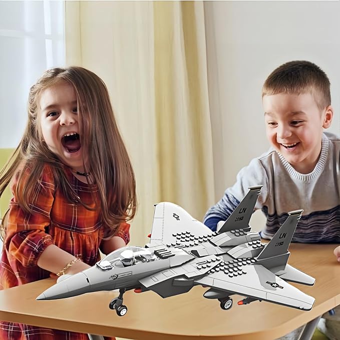 Military F-15 Eagle Fighter Jet Compatible with Lego 270 Pieces Toy Plane for Kids 10+ and Adults Army Airplane Toys for Military Fans