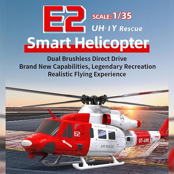 GOOSKY E2 UH-1Y RC Helicopter 2.4G 6CH Dual Brushless Simulation Stunt Aircraft Model with GPS Auto-Stabilization One-Key Return (RTF Version)