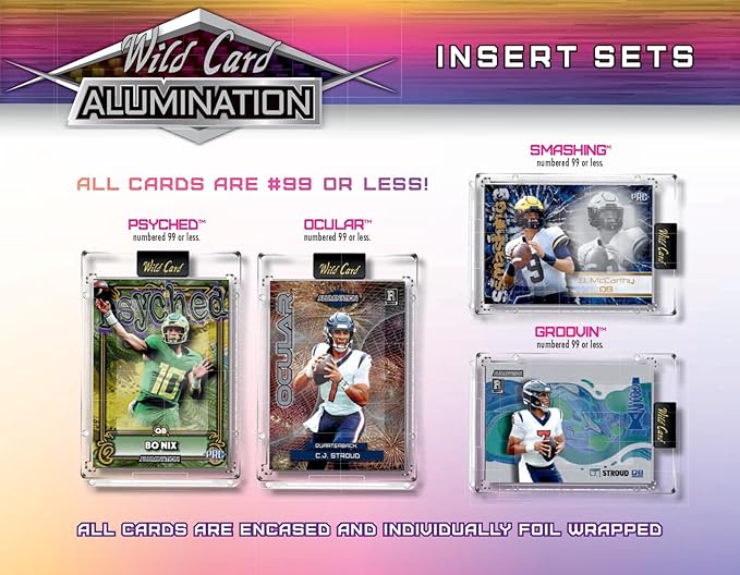 2023 Wild Card Alumination Special Rookie &amp Insert Edition Football Hobby Box 6 Encased Trading Cards Per Box