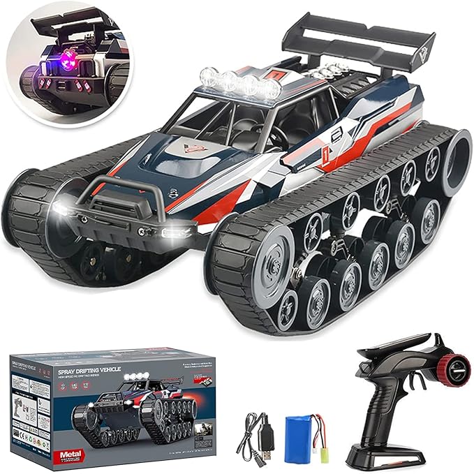 GoolRC RC Tank Car 1/12 Scale 2.4GHz Remote Control Tank 360?Rotating Off-Road RC Crawler Military Vehicle with Rechargeable Battery Gifts for Adults Teens (Red)