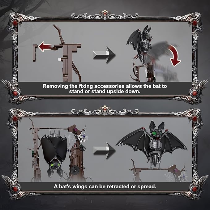 Ideas Bat Animal Building Set MOC Creative Bat Bird Model Kit Standing and Handstand Collectible Home Office Decor Toy Gift for Teens Adults 14+ (839PCS)