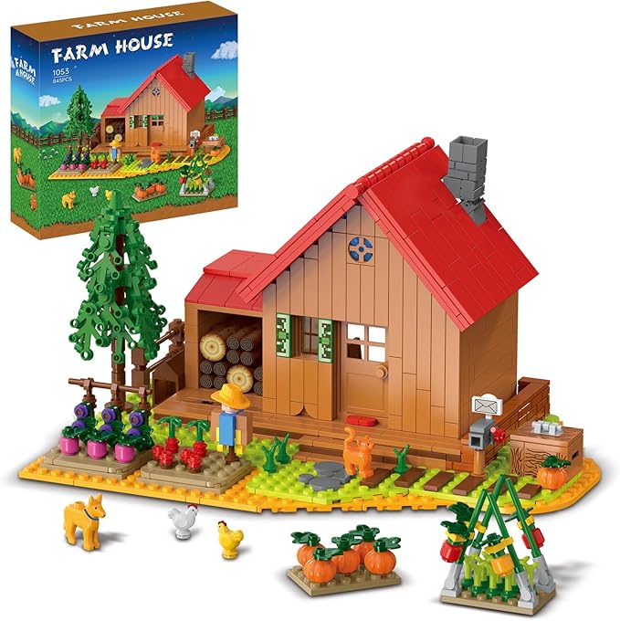 Friends Farm House Building Set Compatible with Lego for Adults Farm Building Kit with Animals for Boys and Girls Halloween 845 pcs