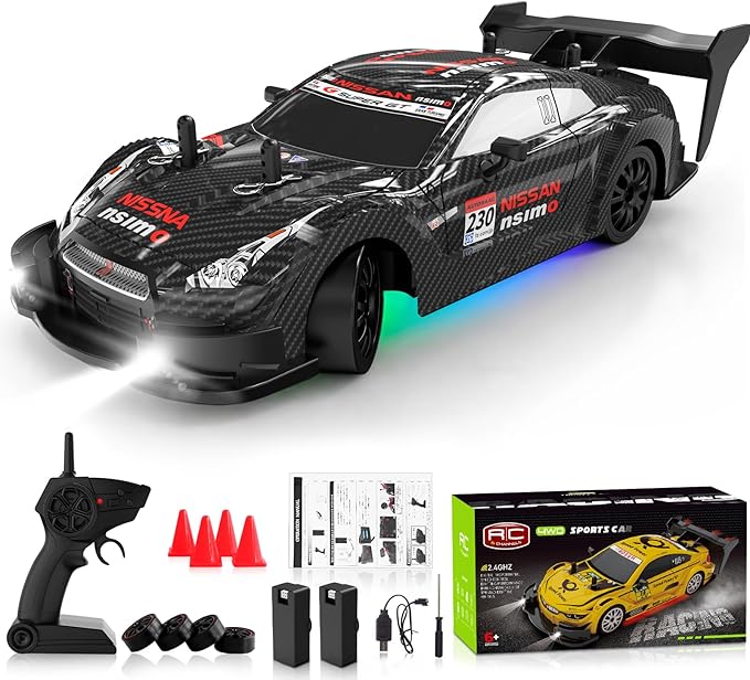 RC Drift Car 1/20 Scale 2.4GHz 4WD Remote Control Car with Led Lights 22KM/H High Speed Rechargeable Batteries Racing Sport Cars RC Cars for Kids Boys Girls Adults Gifts Birthday Christmas