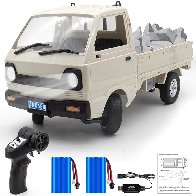 Mostop WPL D12 RC Drift Car Crawler 2.4Ghz Remote Control Car Drifting Crawler with 2 Batteries 1:10 Off Road Climbing Vehicle Pickup Truck Hobby RC Truck Toys for Kids Boys Adults