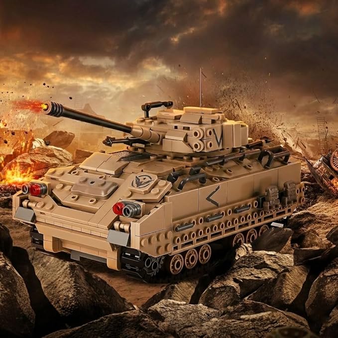 M2 Bradley Tank Toy Building Set Infantry Fighting Vehicle Sparks Hours of Military Adventure Play Army Tank Toy Building Set for Teens and Adults Compatible with Lego Sets (1350 Pieces)