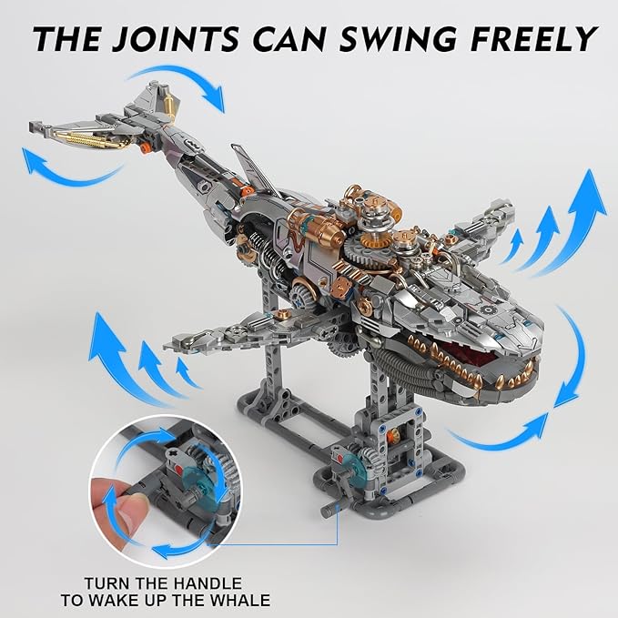 Creative 1388PCS Mechanical Whale Building Blocks Ideals Sea Animal Marine Organism with Light Model Building Blocks Bricks STEM Sensory Toy Gift for 12+ Boys Girls Kids or Adults