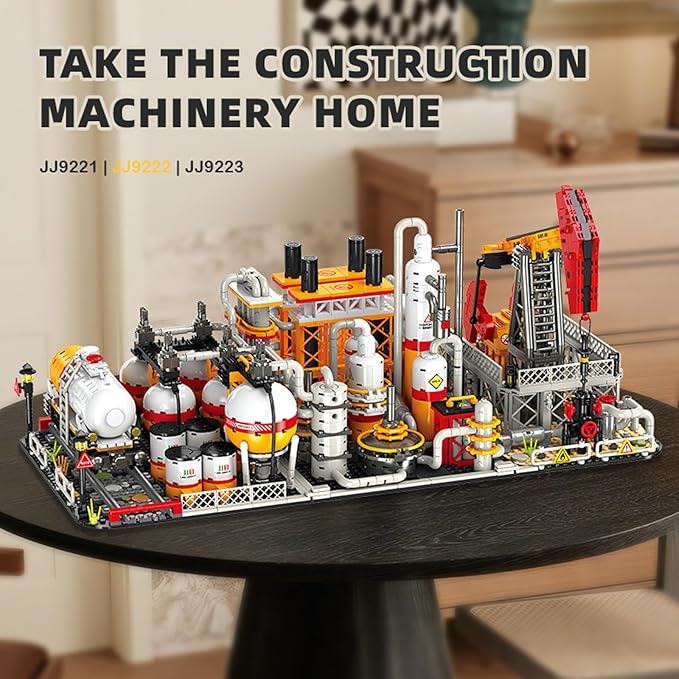 City Gas Station Building JJ9223 Set 743pcs Modular Chemical Plant Bricks Kit with Storage Tank &amp Lab Compatible with Lego City MOC Display Model for Adults &amp Kids Age 6+