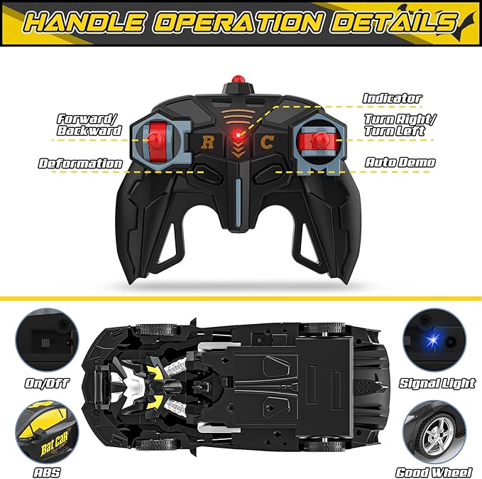 BLUEJAY Transform Rc Cars for Boys 4-7 8-12 2.4Ghz Remote Control Car 1:18 Scale Transforming Robot One-Button Deformation 360° Rotation Car Toy Gifts for Boys 3-5
