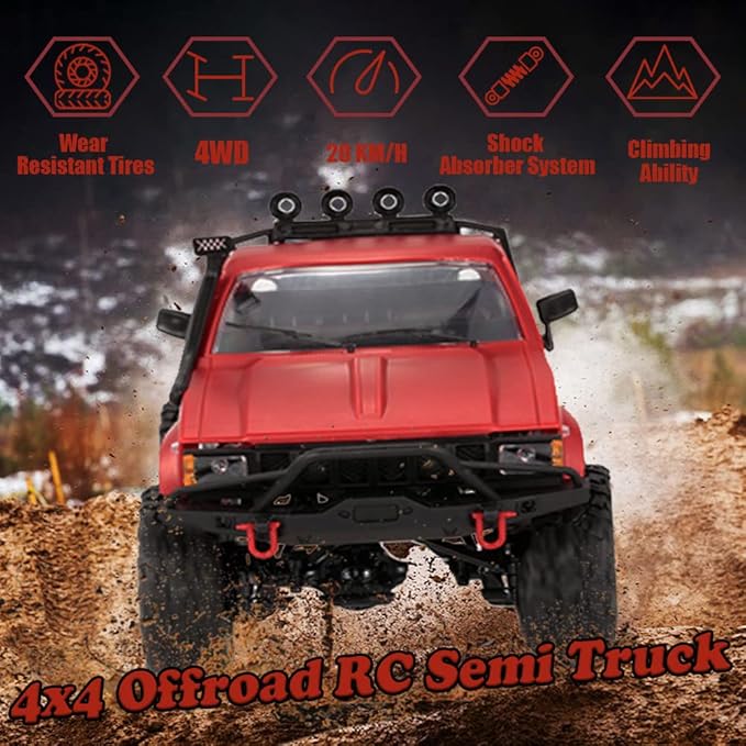 The perseids RC Crawler Offroad RC Truck WPL C14 RC Rock Crawler 4x4 1/16 Scale Remote Control Trucks 2.4G Semi Trucks All Terrain Car RTR Hobby RC Pickup for Adults