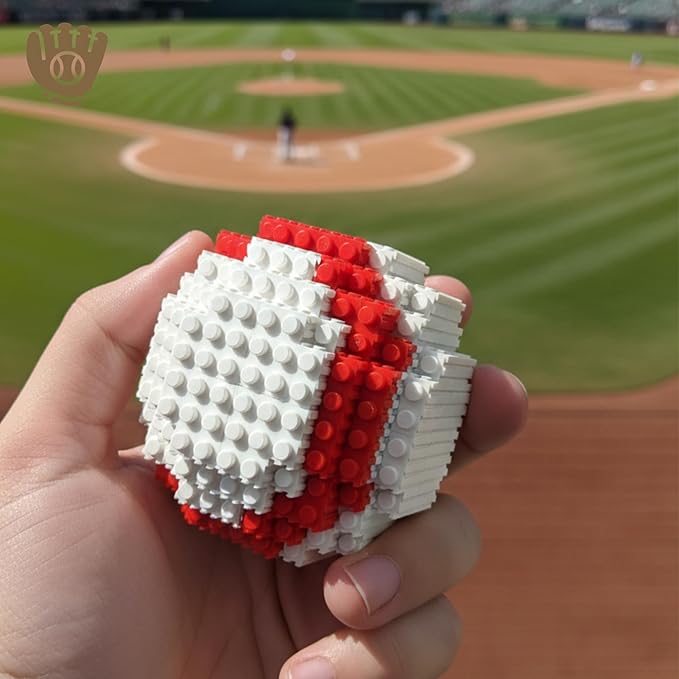 Baseball 3D Building Block Set - Ball and Gloves - Educational Toy - Perfect for Ages 14 15 16 Years and Above - Challenging Creative Fun and Skill-Building - 3D Instruction (1485 PCS)
