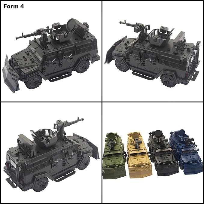 Military Vehicle Building Toy Armored Vehicle Building Block Toy Army Battle Brick Military Car Model Toys for Age 6 7 8 9 10 11 12+ Accessories Compatible with Major Mini Figure (Black)