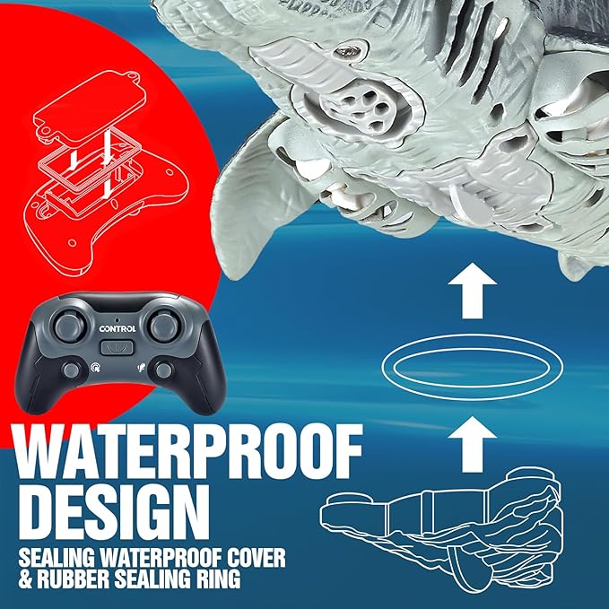 Remote Control Swimming Mosasaurus Toy 2.4GHz Waterproof Design 24-Inch Dinosaur Water Toy with Spray Function