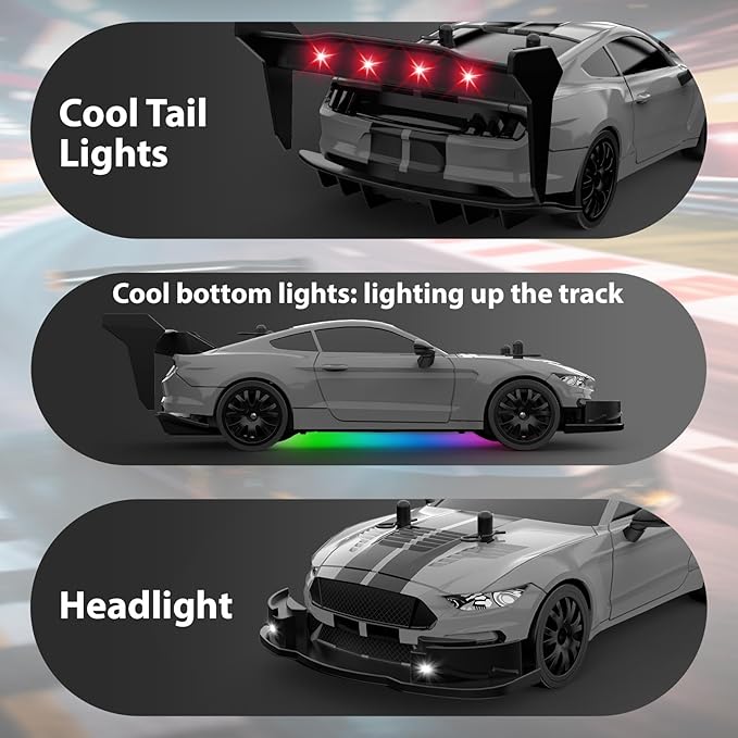 RC Drift Car 1/20 Scale 2.4GHz 4WD Remote Control Car with Led Lights 22KM/H High Speed Rechargeable Batteries Racing Sport Cars RC Cars for Kids Boys Girls Adults Gifts Birthday Christmas
