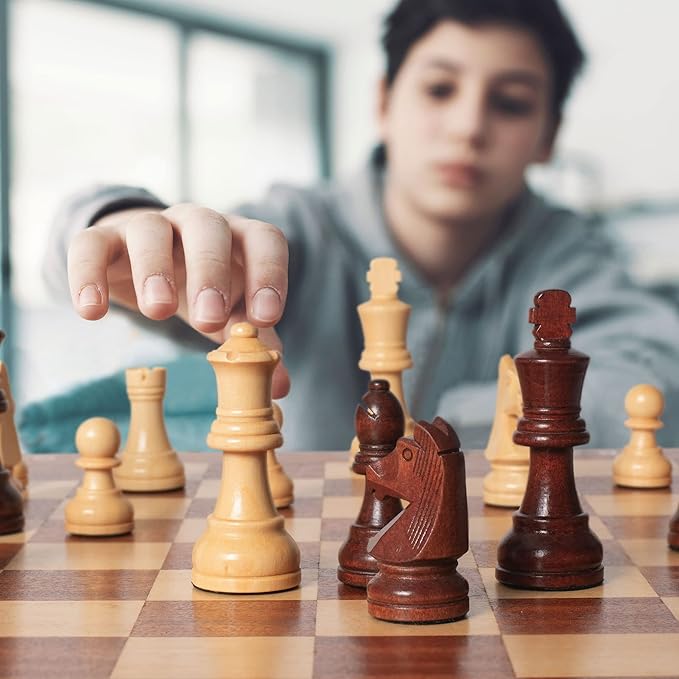Husaria Staunton Tournament No. 5 Chessmen with 2 Extra Queens and Wooden Box 3.5-inch Kings