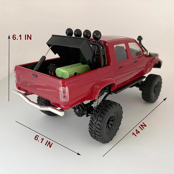 RC Rock Crawler 4x4 RC Truck 1/16 Scale RC Crawler WPL C64-1 Remote Control Truck Off Road RTR All Terrain 260 Motor 2.4GHz Fully Proportional Upgraded Chassis Hobby Vehicle for Adult