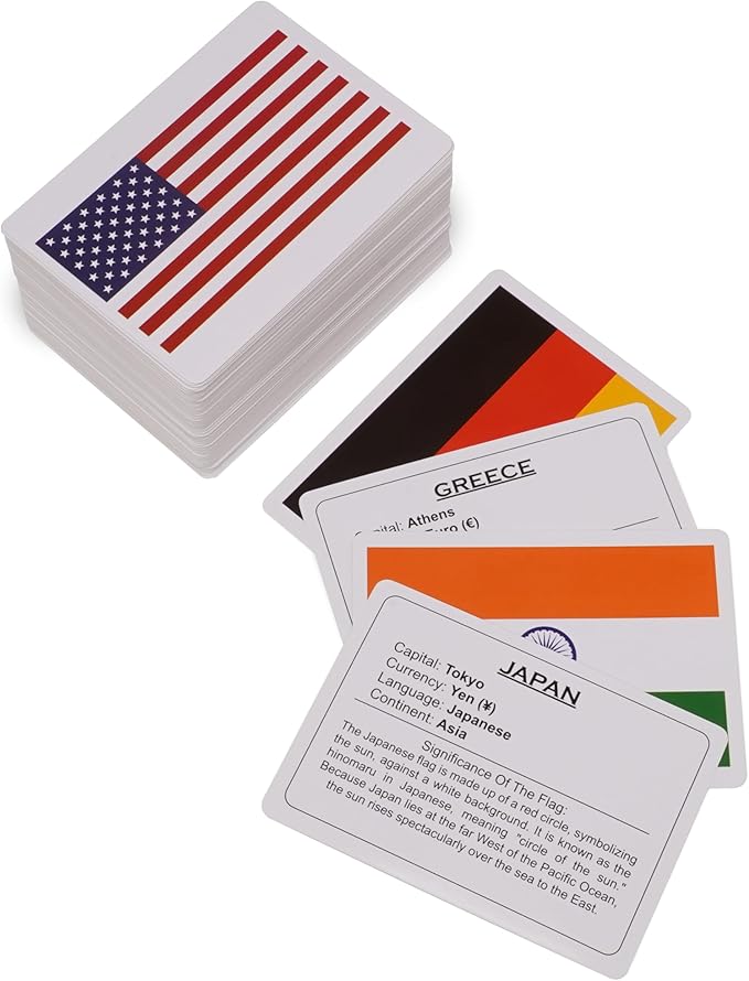 World Country Flags Flash Cards for Kids Currency Flash Cards 195 + 195 = 390 Educational Country Geography Games Cards