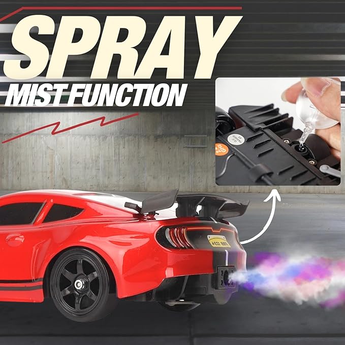Liberty Imports RC Drift Car 1/16 2.4GHz 4WD Remote Control Sport Racing On-Road Vehicle with LED Light Batteries and Drift Tires (Red)